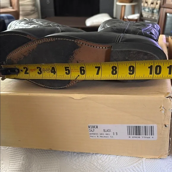 Vittorio Ricci Studio Black Leather Cowboy Boots. Size 8M. - Picture 9 of 12